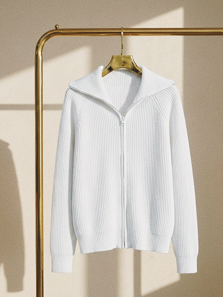 Cardigan Zippé "Cozy Chic" - Col Revers