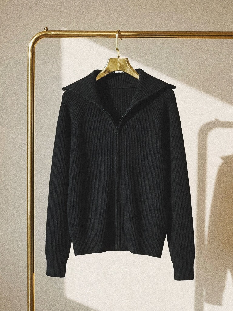 Cardigan Zippé "Cozy Chic" - Col Revers