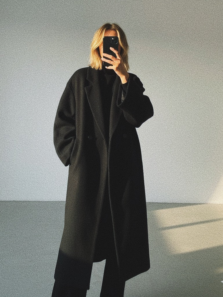 Manteau Long "Laine Mélangée" - Coupe Droite