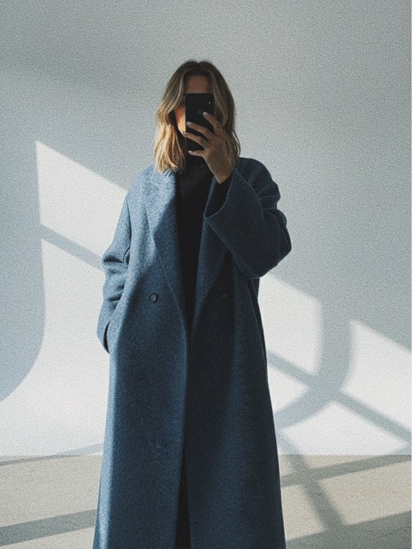 Manteau Long "Laine Mélangée" - Coupe Droite